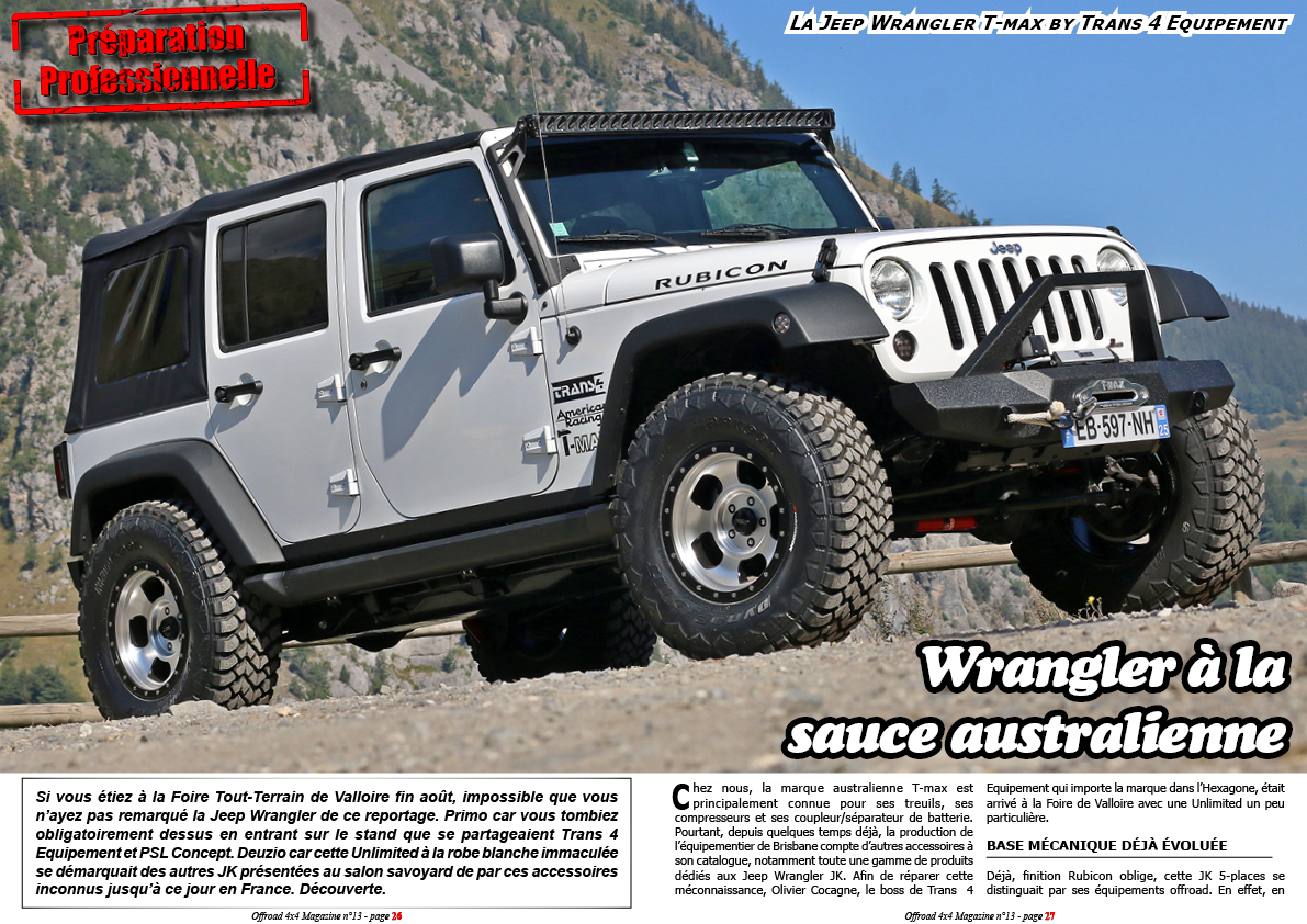 La Jeep Wrangler JK T-max de Trans 4 Equipement