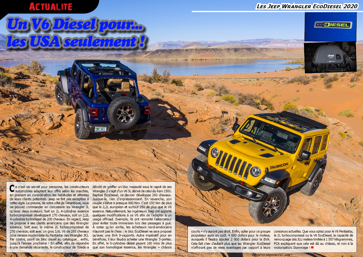 les Jeep Wrangler EcoDiesel 2020