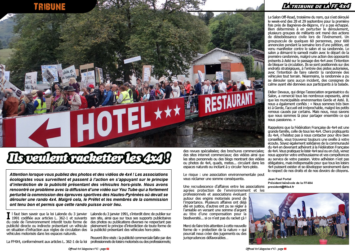 Tribune de la FF 4x4
