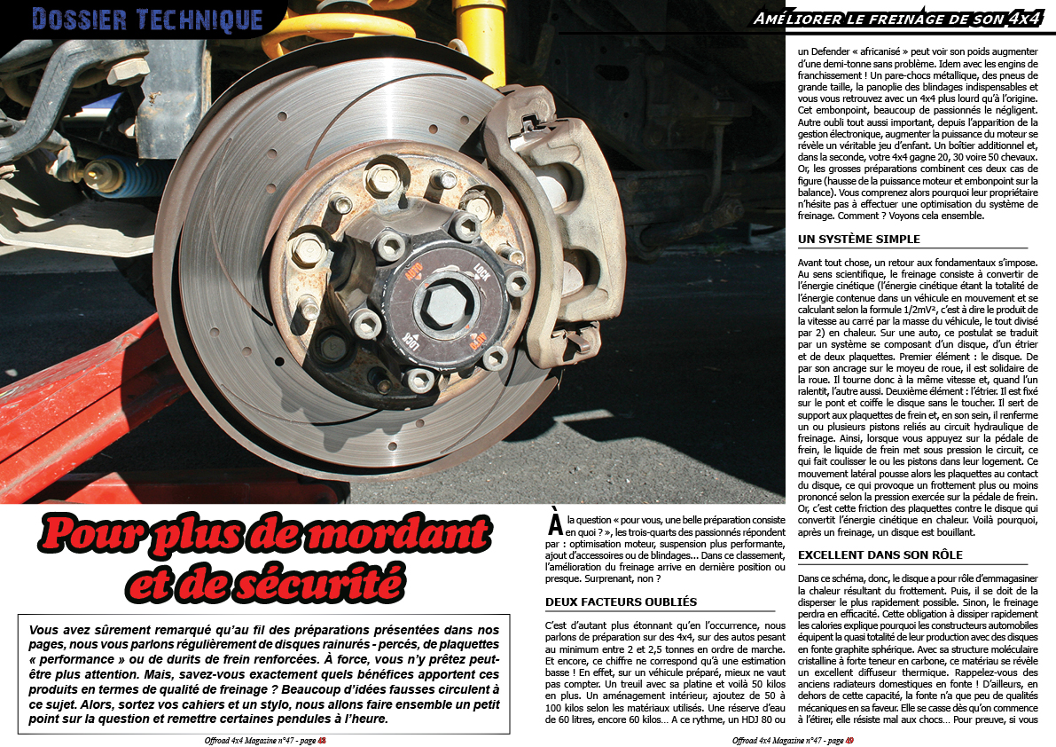 Dossier TechniqueÂ : Amï¿½liorer le freinage de son 4x4