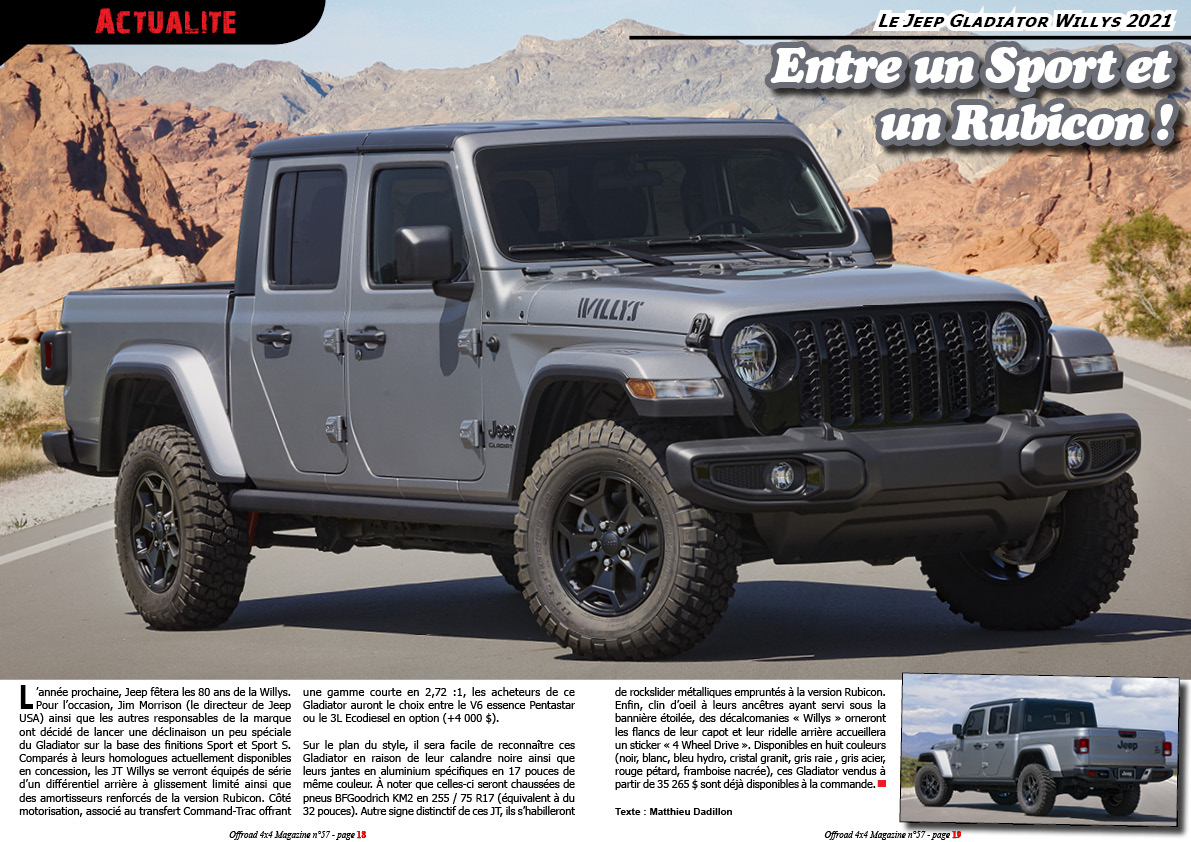 le Jeep Gladiator Willys 2021