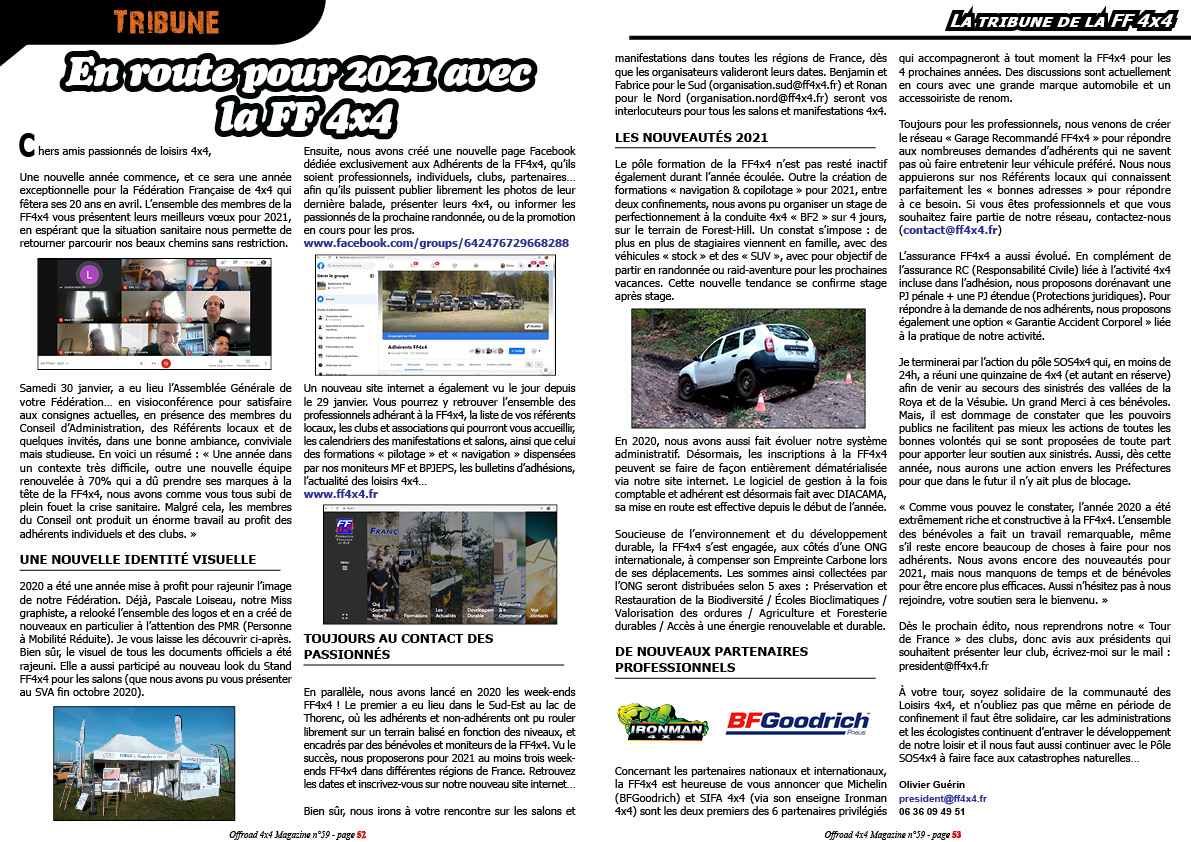 La tribune de la FF 4x4