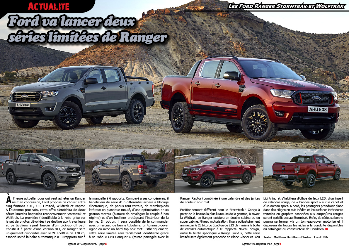 les Ford Ranger Stormtrak et Wolftrak